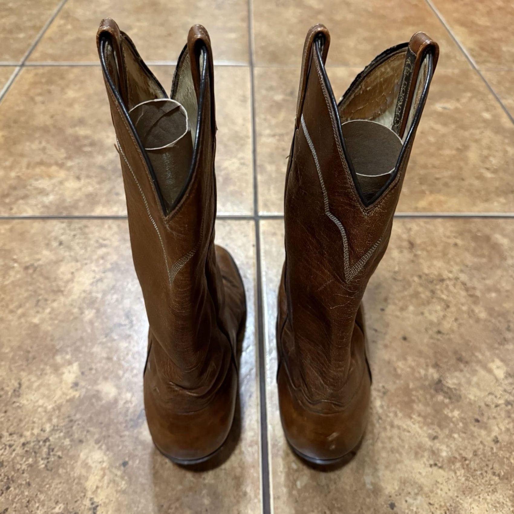 VINTAGE El Dorado Western Cowboy Boots Mens 8 EE Brown  display picture 3