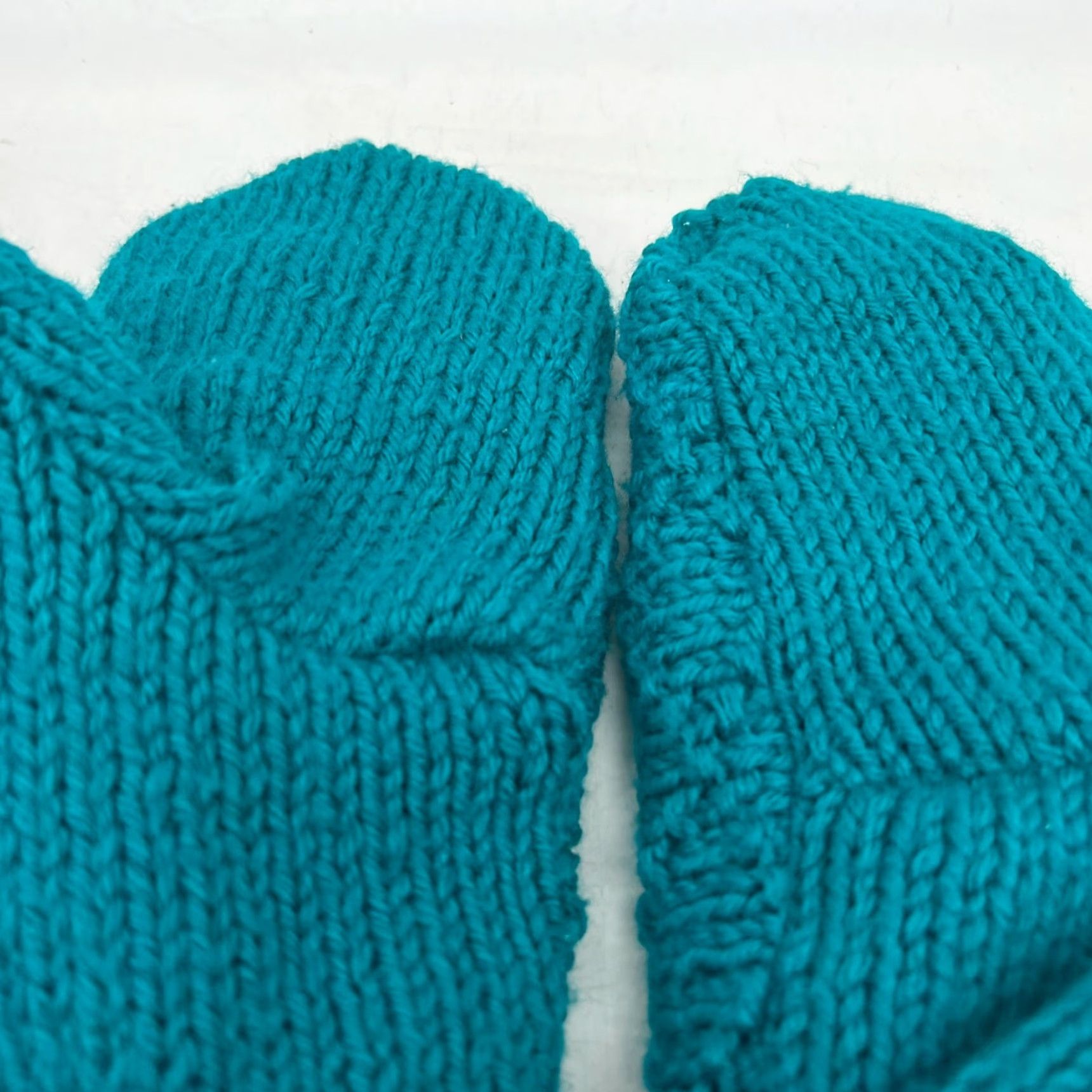 Altea Gwynne HANDMADE Mittens Women L Teal Recycled Acrylic Knit Fleece Lining Size L / US 10 / IT 46 - 2 Thumbnail