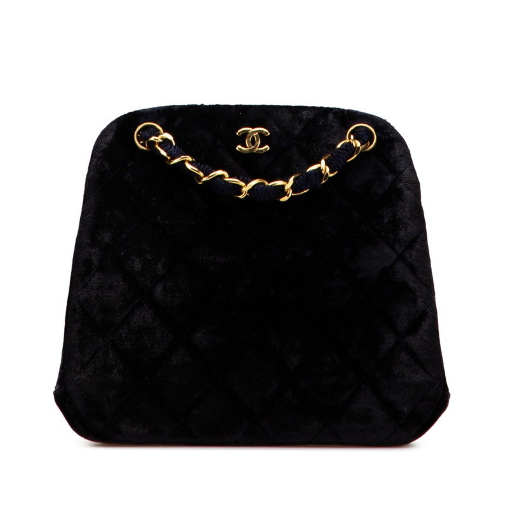 Chanel CHANEL Matelasse Coco Mark Chain Tote Bag Navy Suede Women's Size ONE SIZE - 1 Thumbnail