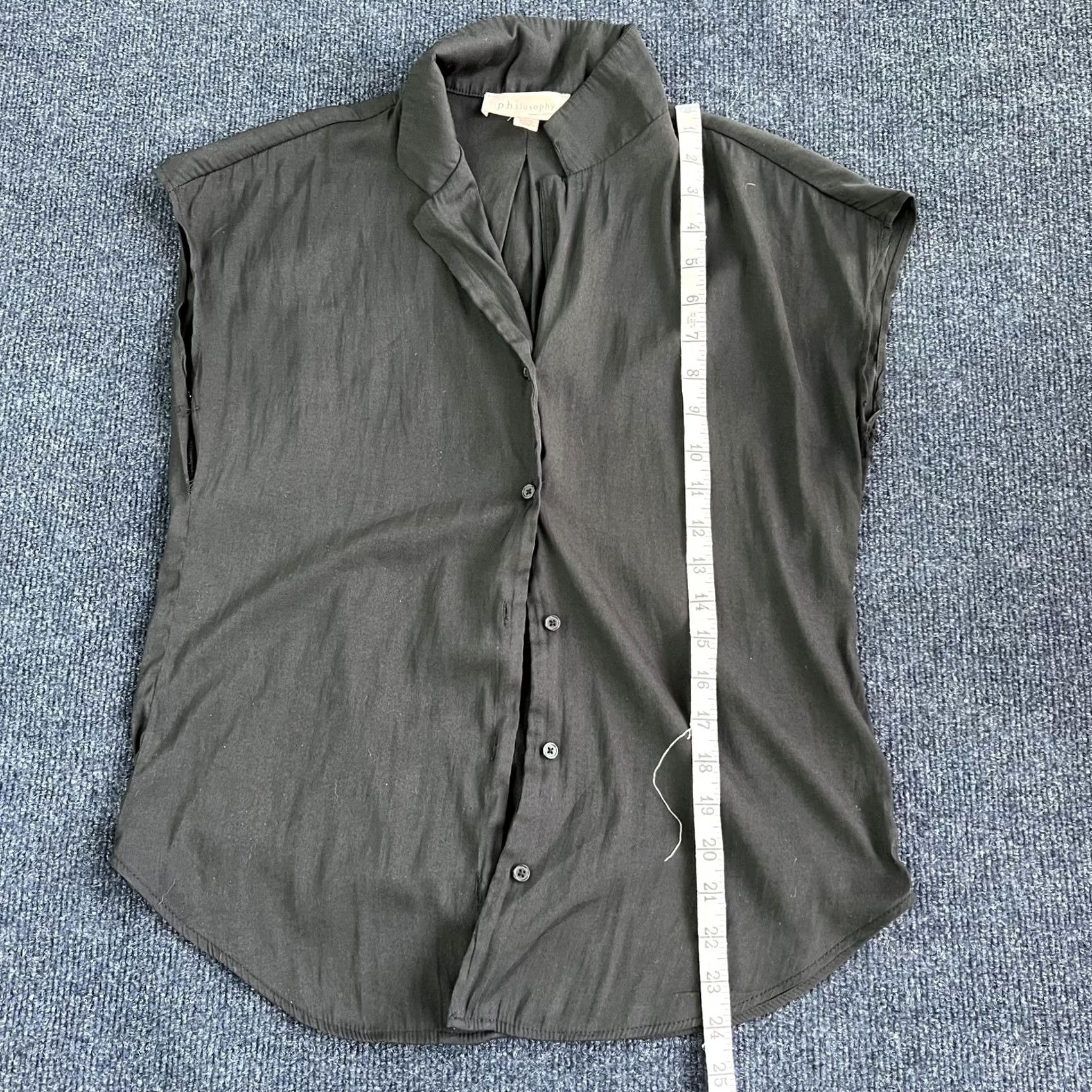 Vintage Philosophy Republic Shirt Womens XS Black Sleeveless Button Front Blouse Size XS / US 0-2 / IT 36-38 - 5 Thumbnail