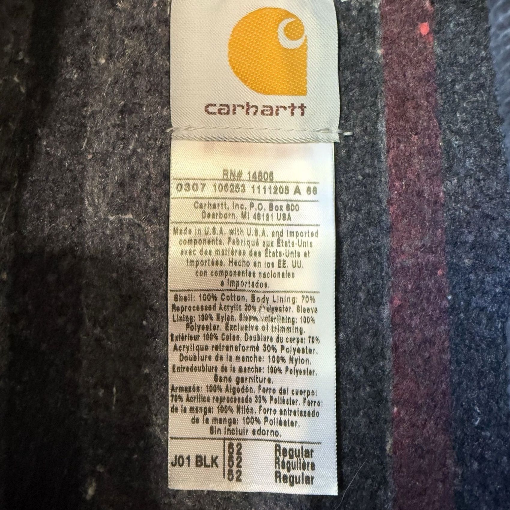 Carhartt VINTAGE Carhartt Jacket Mens 52 Black Detroit Heavy Workwear Full Zip Bomber J01 Made USA Size US L / EU 52-54 / 3 - 7 Thumbnail