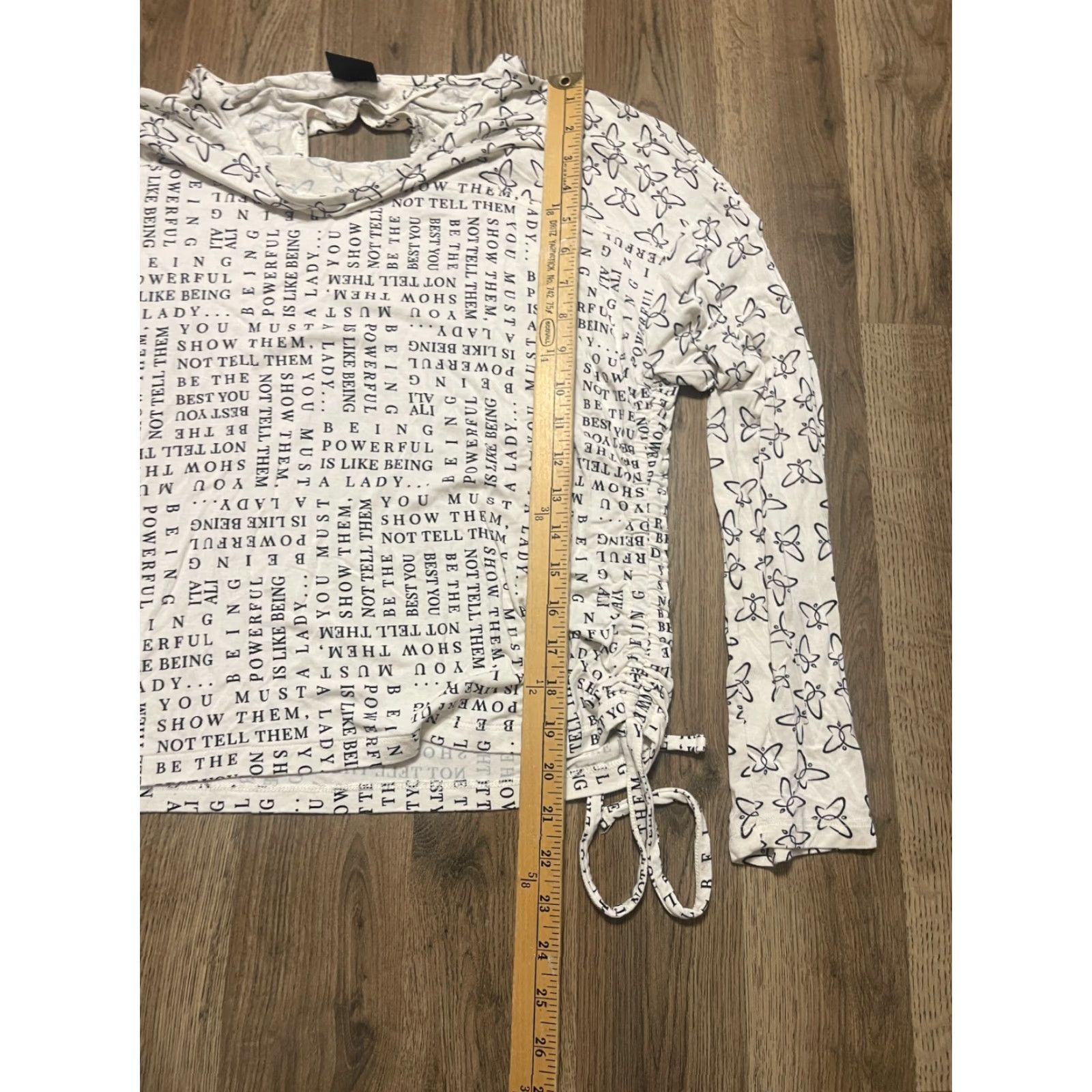 Vintage VINTAGE Laila Ali Shirt Women’s Medium White Black Allover Print Long Sleeve Size M / US 6-8 / IT 42-44 - 7 Thumbnail