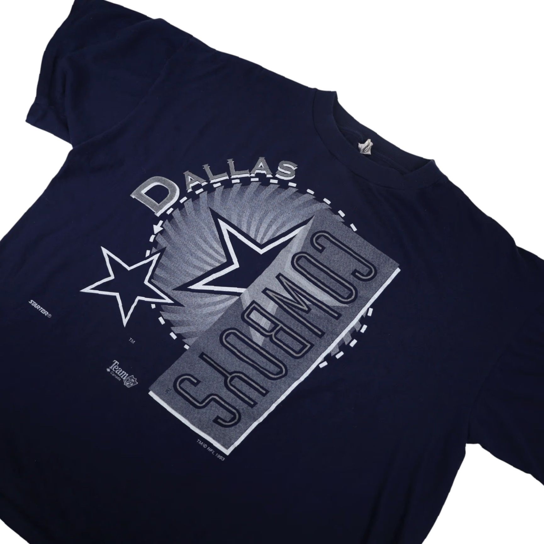 Starter VINTAGE Starter Dallas Cowboys Mens Large Big Spellout Graphic T Shirt Blue Size US M / EU 48-50 / 2 - 2 Thumbnail