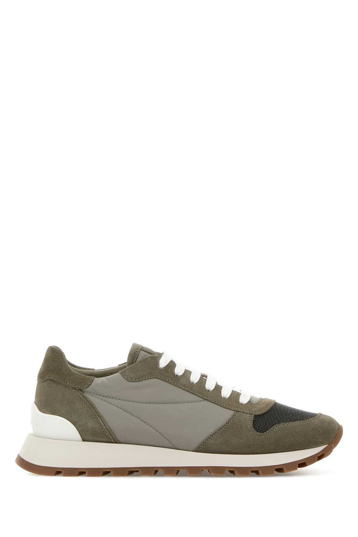 Brunello Cucinelli Dove Grey Suede And Fabric Sneakers Size US 11 / IT 41 - 1 Thumbnail
