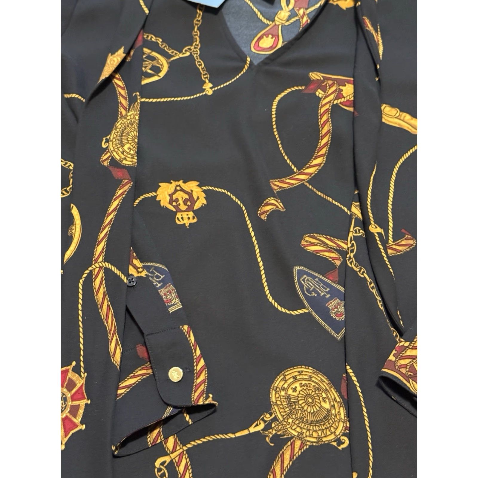 Ralph Lauren Lauren Ralph Lauren Black Label Belting-Print Georgette Tie-Neck Blouse XS Multicolor NWT Size XS / US 0-2 / IT 36-38 - 7 Thumbnail