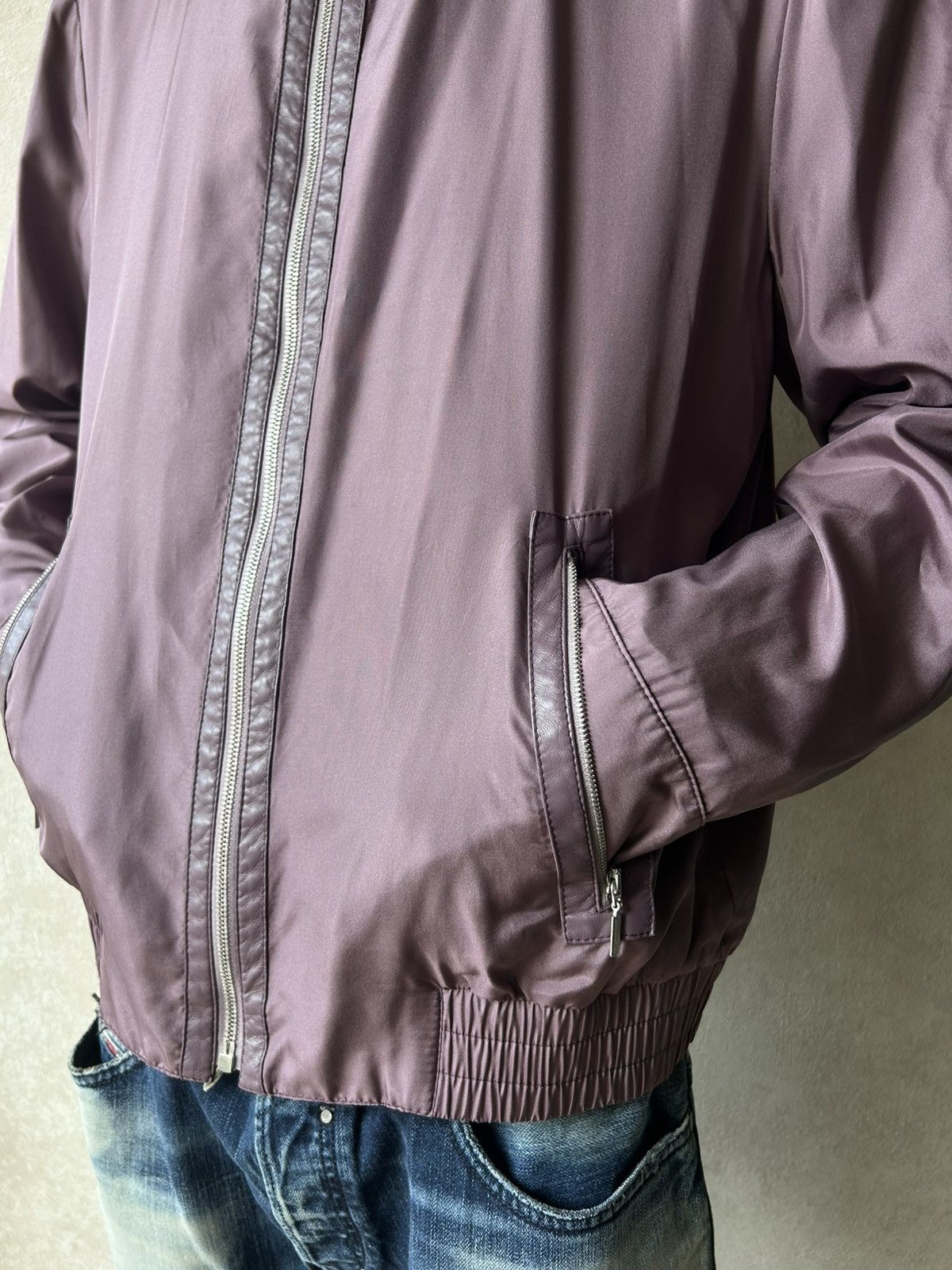 Brioni Brioni Lightweight 100% Silk Blend Zip Jacket Purple Size US XL / EU 56 / 4 - 9 Thumbnail