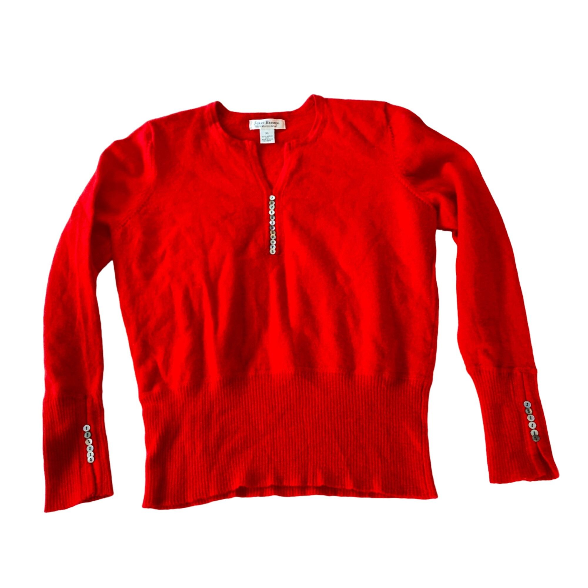Vintage Susan Bristol Vintage 100% Merino Wool Red Sweater Women's L Size XL / US 12-14 / IT 48-50 - 6 Thumbnail