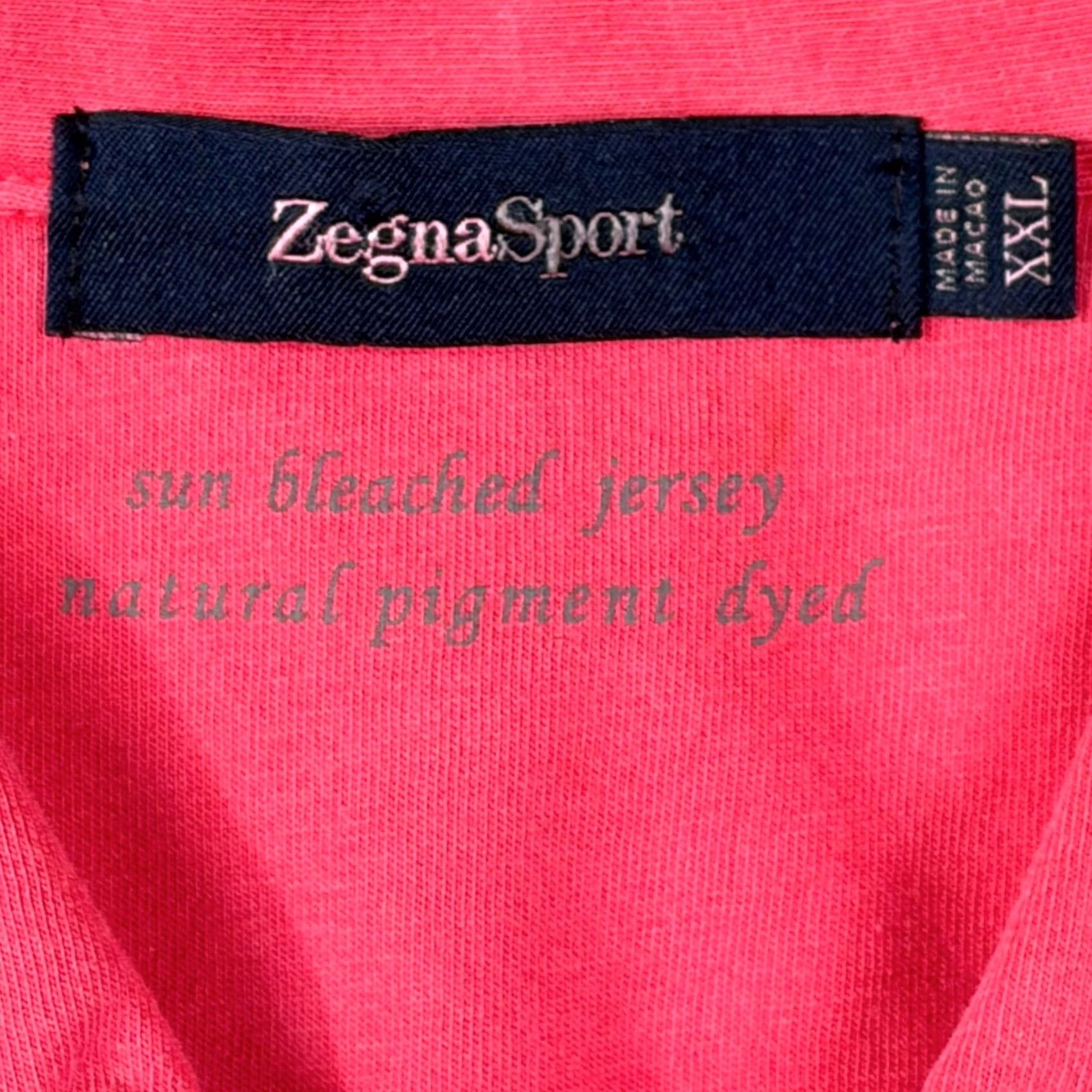 Vintage VINTAGE Zegna Sport Polo Shirt Pink Sun Bleached Jersey Cotton Short Sleeve Big & Tall 2X Mens Size US XXL / EU 58 / 5 - 4 Thumbnail