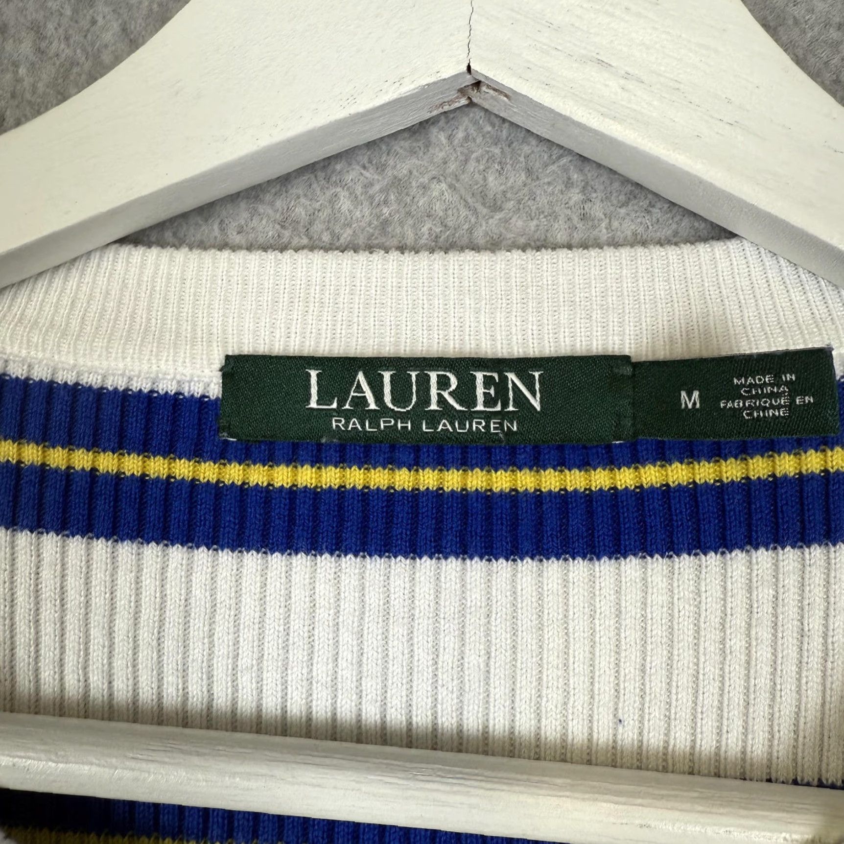 Ralph Lauren Lauren Ralph Lauren Shirt Womens M White Long Sleeve Blue Top Size M / US 6-8 / IT 42-44 - 3 Thumbnail
