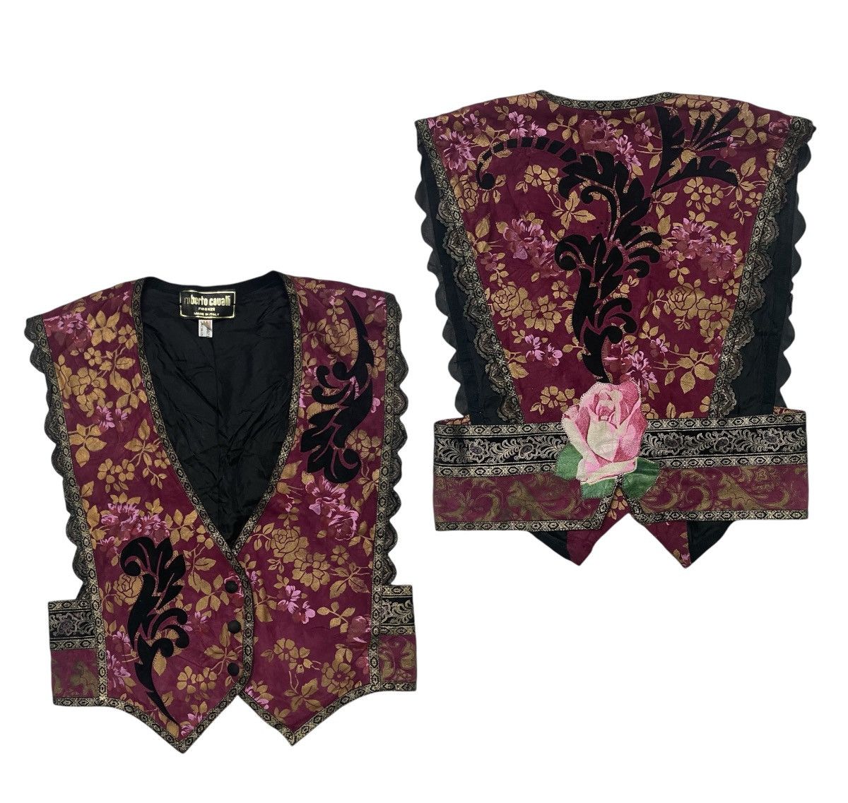 FW 94/95 ROBERTO CAVALLI LEATHER VEST FLOWER DESIGN RARE