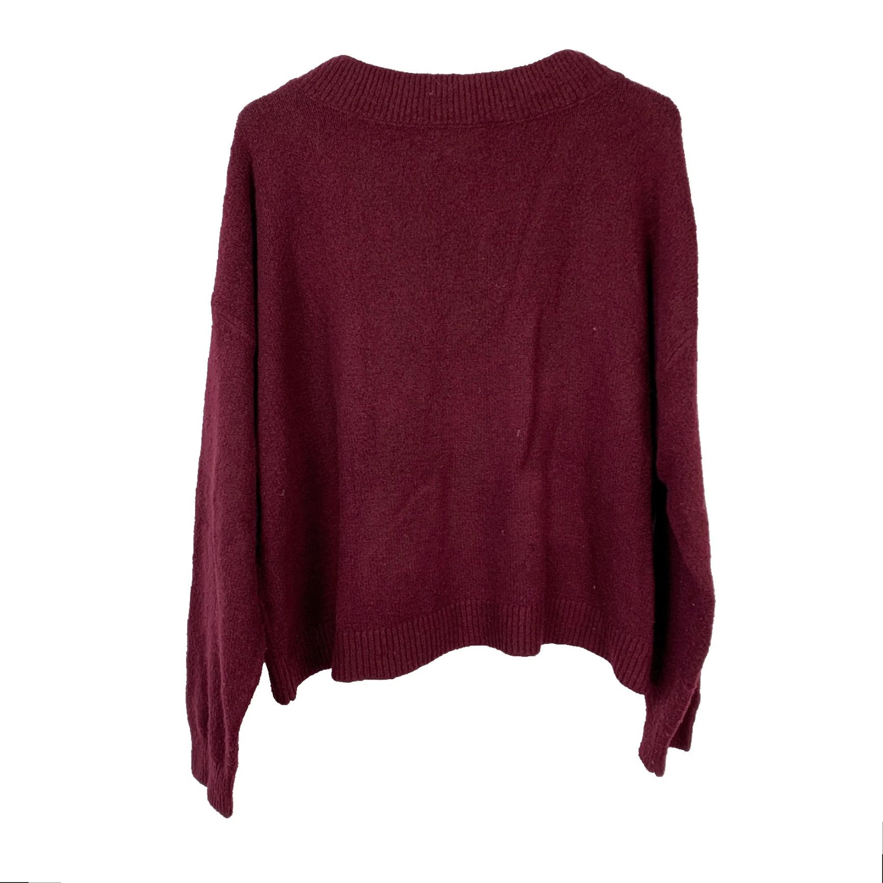 Vintage Open Edit V-Neck Sweater XL Burgundy Red Boxy Pullover Women's Knit Casual Workwear Size XL / US 12-14 / IT 48-50 - 6 Thumbnail