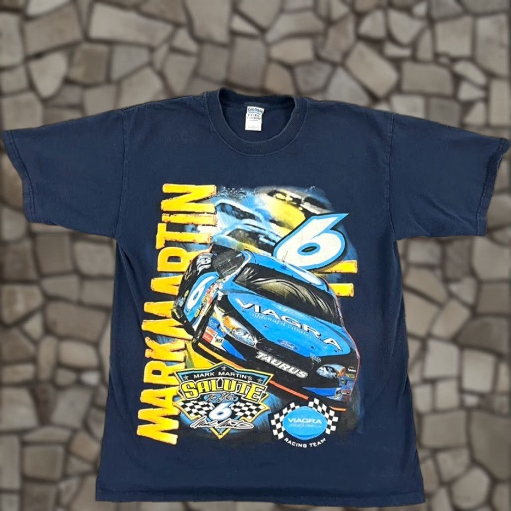 Gildan VINTAGE Gildan Mark Martin NASCAR Shirt Mens Large Blue Viagra Graphic Tee Double-Sided Graphic Print Size US L / EU 52-54 / 3 - 1 Thumbnail
