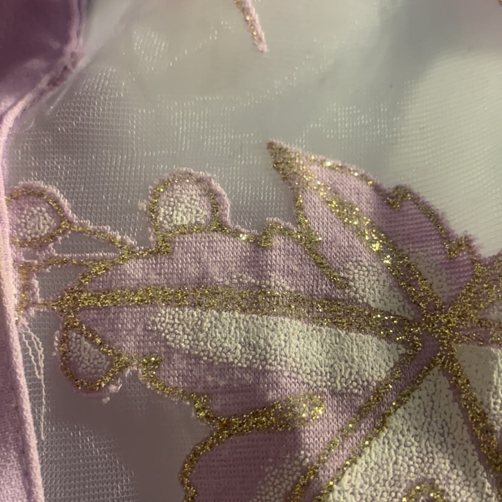 Vintage Y2K 90’s lilac sheer blouse with embroidered golden leaves Size M / US 6-8 / IT 42-44 - 7 Thumbnail