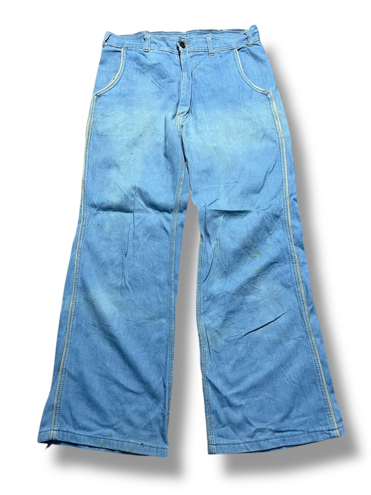 If Six Was Nine VINTAGE 70s BRANDED LION Bell Bottom Jeans (41) Size US 31 - 1 Thumbnail