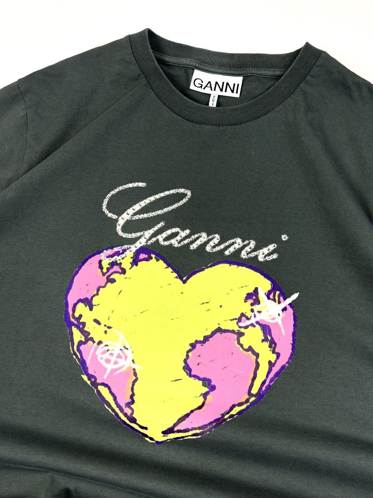 Ganni Ganni Heart Graphic Print tee Gray Size L Size L / US 10 / IT 46 - 3 Thumbnail