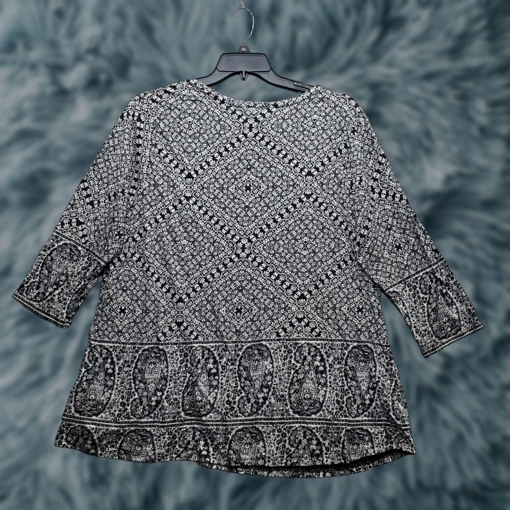 Lucky Brand Lucky Brand Tunic Top Womens 2X Multi Paisley Long Sleeve Round Neck Pullover Size XXL / US 16-18 / IT 52-54 - 1 Thumbnail