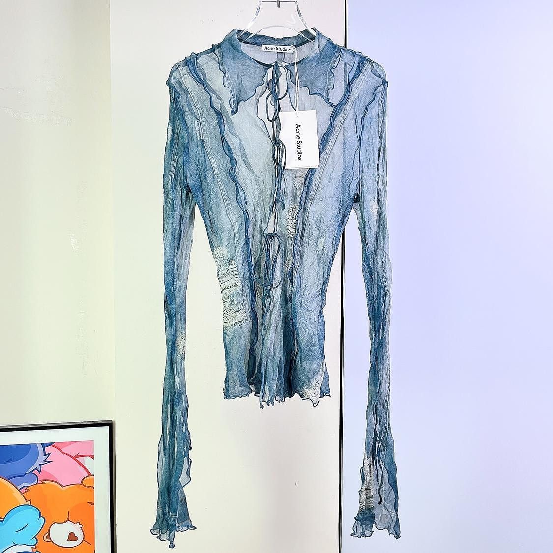 Acne Studios Acne Studios Distressed Tie-Front Button Up Size 34 Size XXS / US 00 / IT 34 - 1 Thumbnail