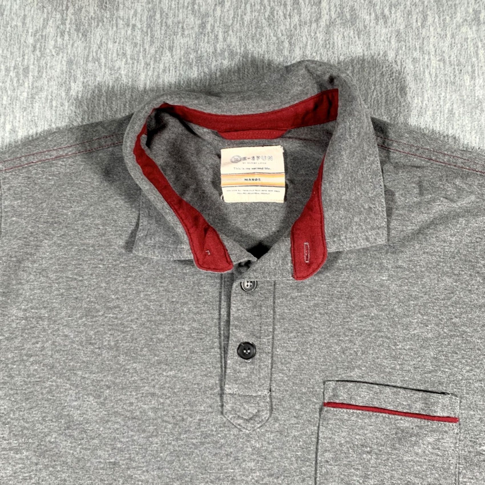 Marine Layer VINTAGE Marine Layer Re-Spun Polo Shirt Mens Large Gray Long Sleeve Pocket Casual Size US L / EU 52-54 / 3 - 5 Thumbnail