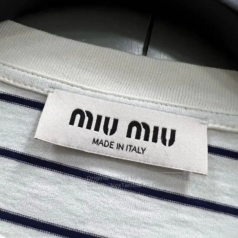 Miu Miu Miu Miu Striped Summer Crop T-Shirt . Size XS / US 0-2 / IT 36-38 - 2 Thumbnail
