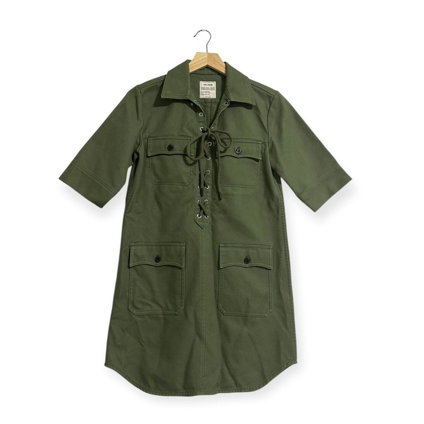 Zadig & Voltaire Record Brodé Tigre Shirt Dress in khaki/arm