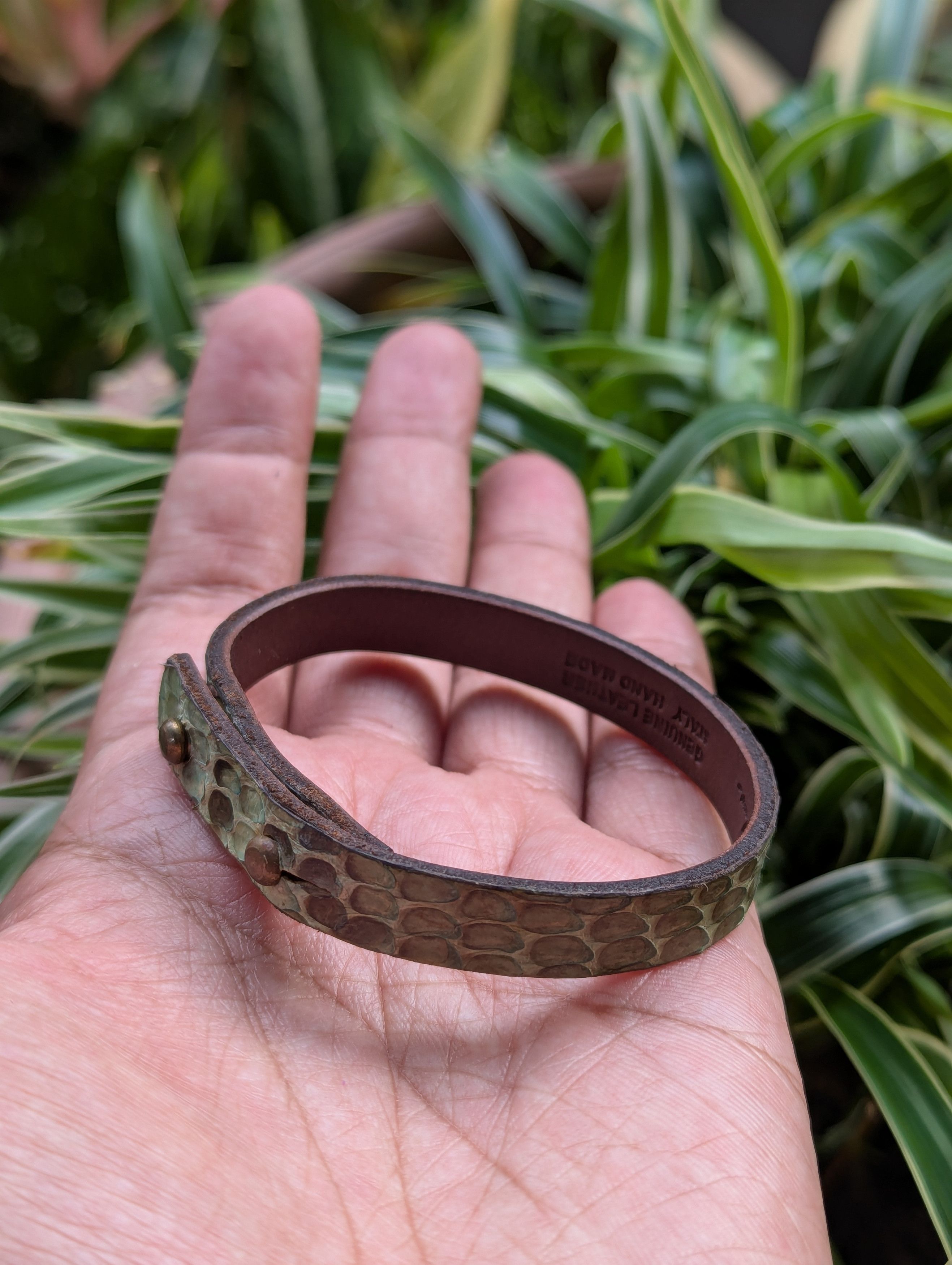 Leather Snake Skin Leather Bracelet Handmade Made in Italy Size ONE SIZE - 6 Thumbnail