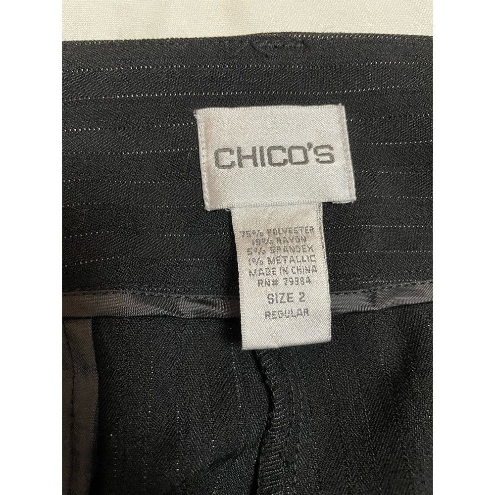 Chicos Chico's Black Metallic Stripe Elegant Damon Pants Size 2 US Size 36" / US 14 / IT 50 - 5 Thumbnail