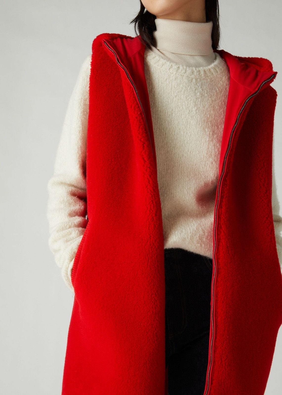 Loro Piana o1srvl11e0924 Reversibile Vest Cashfur Stretch Vest in Red Size L / US 10 / IT 46 - 5 Thumbnail