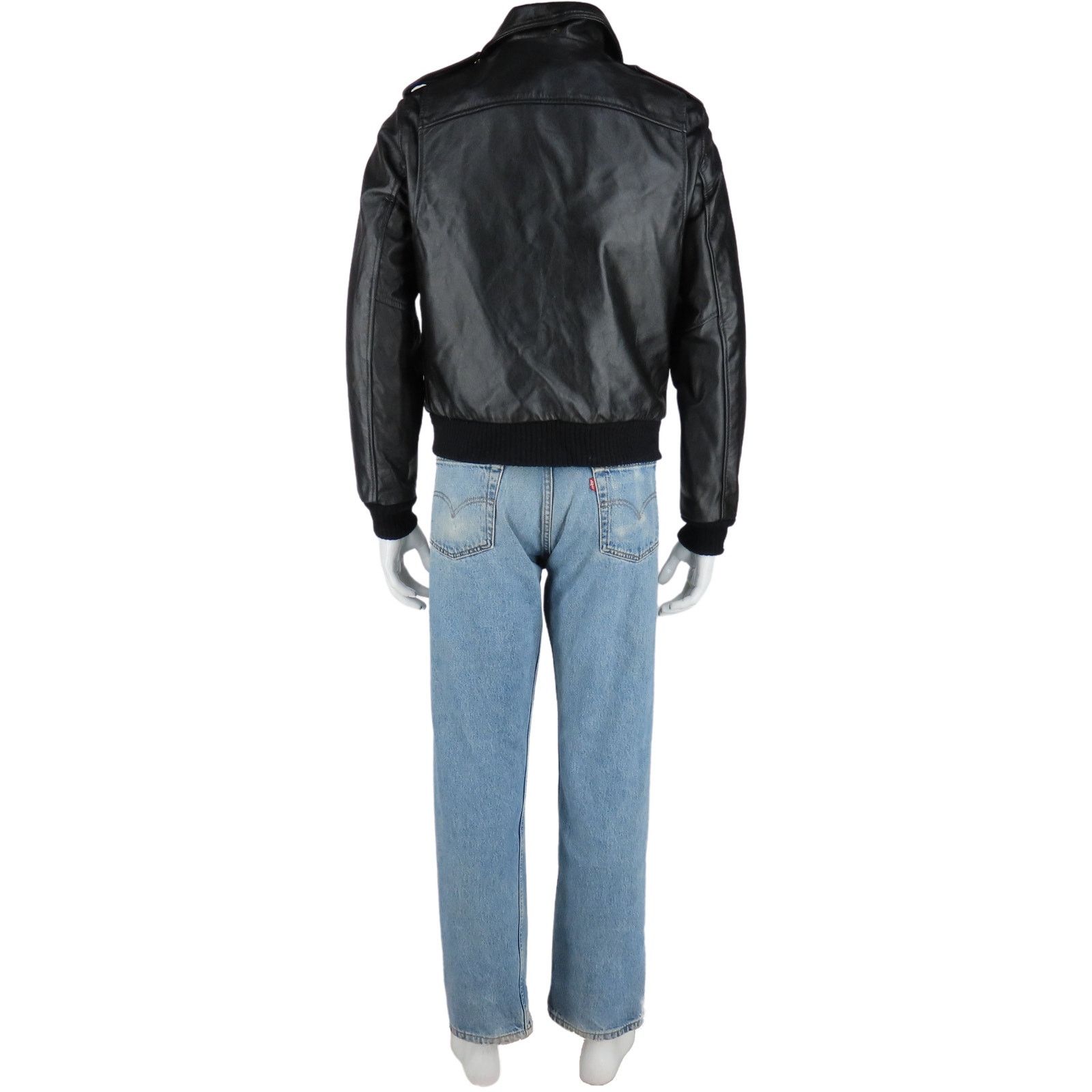 Vintage Vintage Lesco Motorcycle Bomber Military Leather Jacket Size US S / EU 44-46 / 1 - 6 Thumbnail
