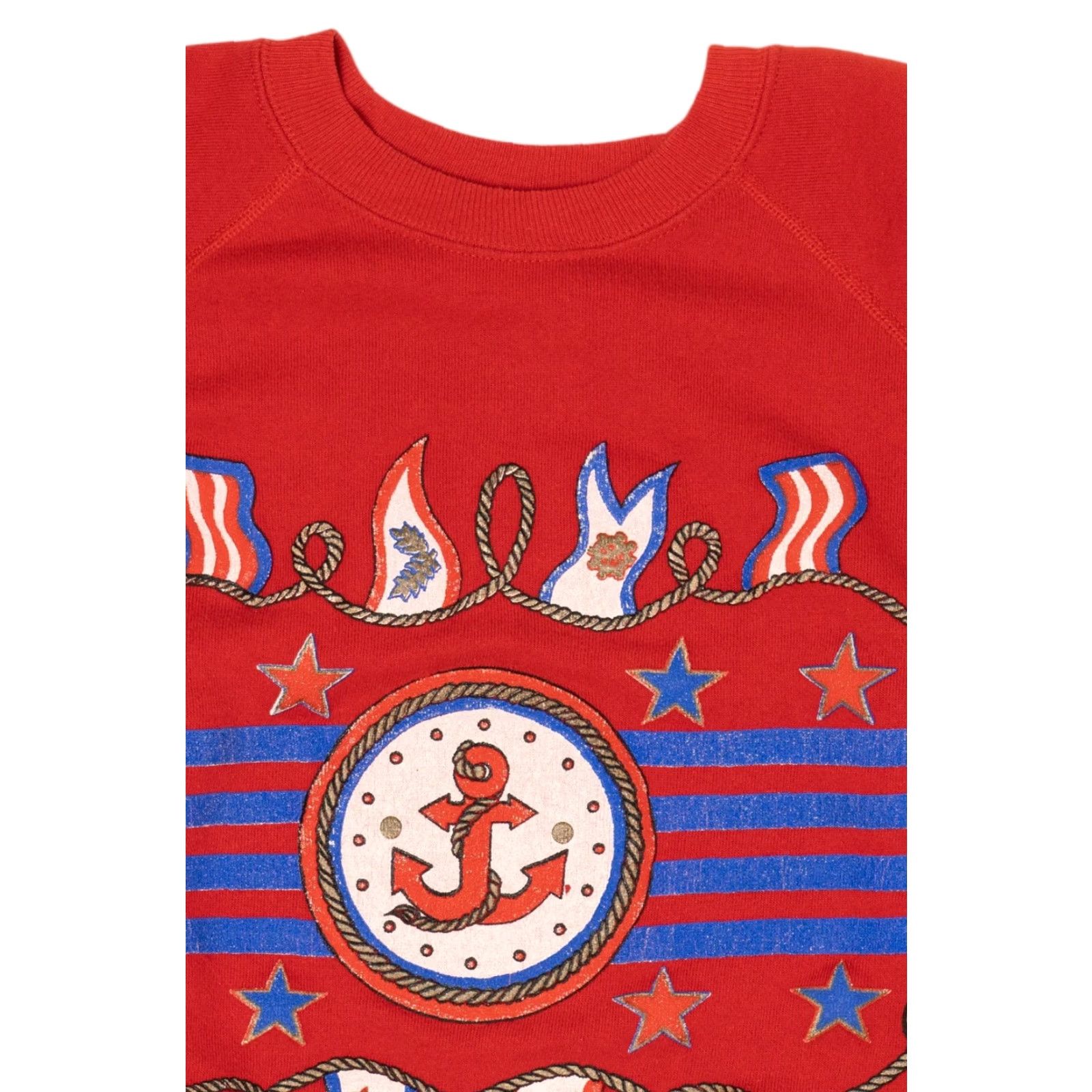 Hanes Vintage Red Nautical Sailor Raglan Sweatshirt Navy 1990s Hanes Large Red Raglan Sweatshirt Mens Women Size US L / EU 52-54 / 3 - 5 Thumbnail