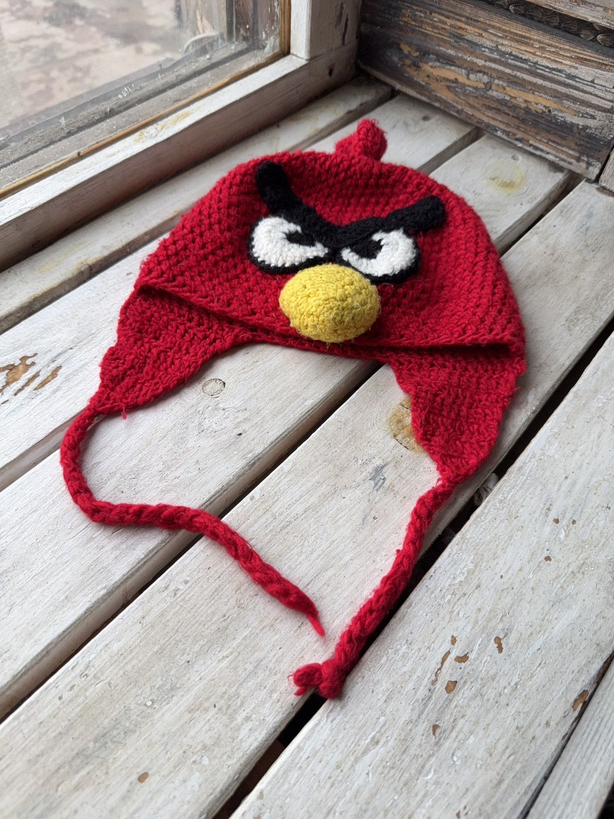 Japanese Brand Y2K 00s Retro Angry Birds Red Knit Handmade Hat Vintage Size ONE SIZE - 1 Thumbnail