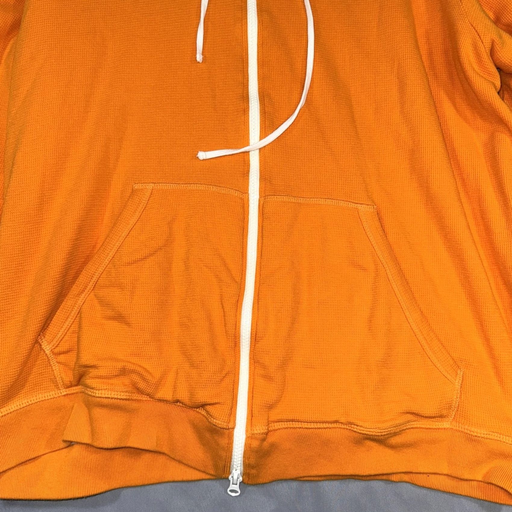 Vince Vince Hoodie Sweatshirt Mens XL Orange Full Zip Waffle Knit Cotton Lightweight Size US XL / EU 56 / 4 - 3 Thumbnail
