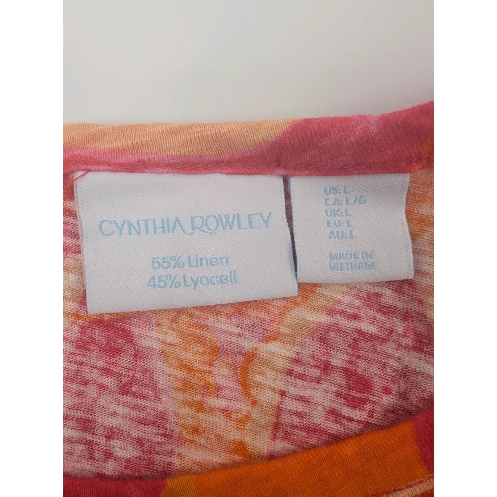 Cynthia Rowley Cynthia Rowley Womens L Boxy Top Orange Pink Scoop Neck Sleeveless Pullover Boho Shirt Size L / US 10 / IT 46 - 6 Thumbnail