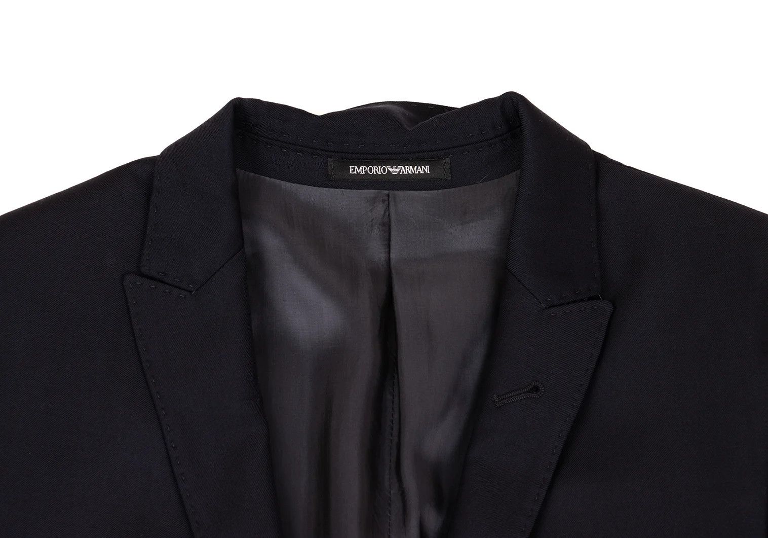 Emporio Armani Glossy Wool Stitch Design Peak Lapel Jacket Navy 46 Size US S / EU 44-46 / 1 - 3 Thumbnail