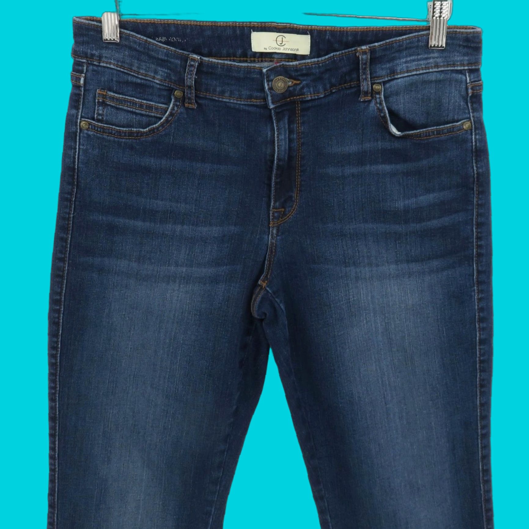 Vintage Cookie Johnson Women Jeans 31 Blue Denim 5-Pocket Straight Mid Rise Cotton Blend Vintage? No. Size 24" / US 00 / IT 34 - 1 Thumbnail