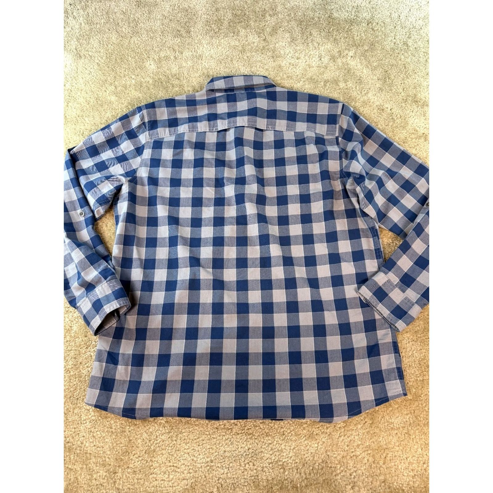Wrangler Wrangler Shirt Mens Size L Blue Check Performance Utility Long Roll Tab D274 Size US L / EU 52-54 / 3 - 4 Thumbnail
