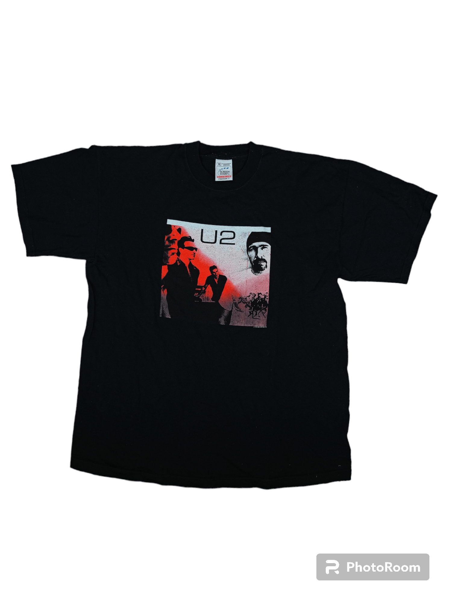 image of U2 2001 Elevation Band Tees Rock Vintage Shirt in Black Red, Men's (Size XL)