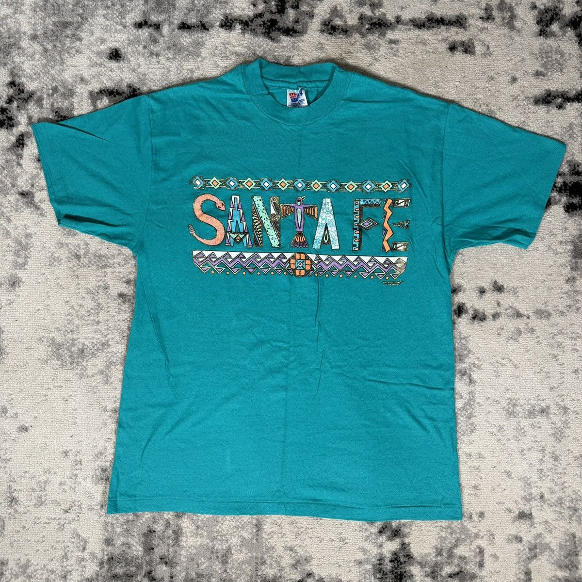 Hanes Vintage 90s Single Stitch Hanes Beefy-T USA Santa Fe T-Shirt Size US L / EU 52-54 / 3 - 1 Thumbnail