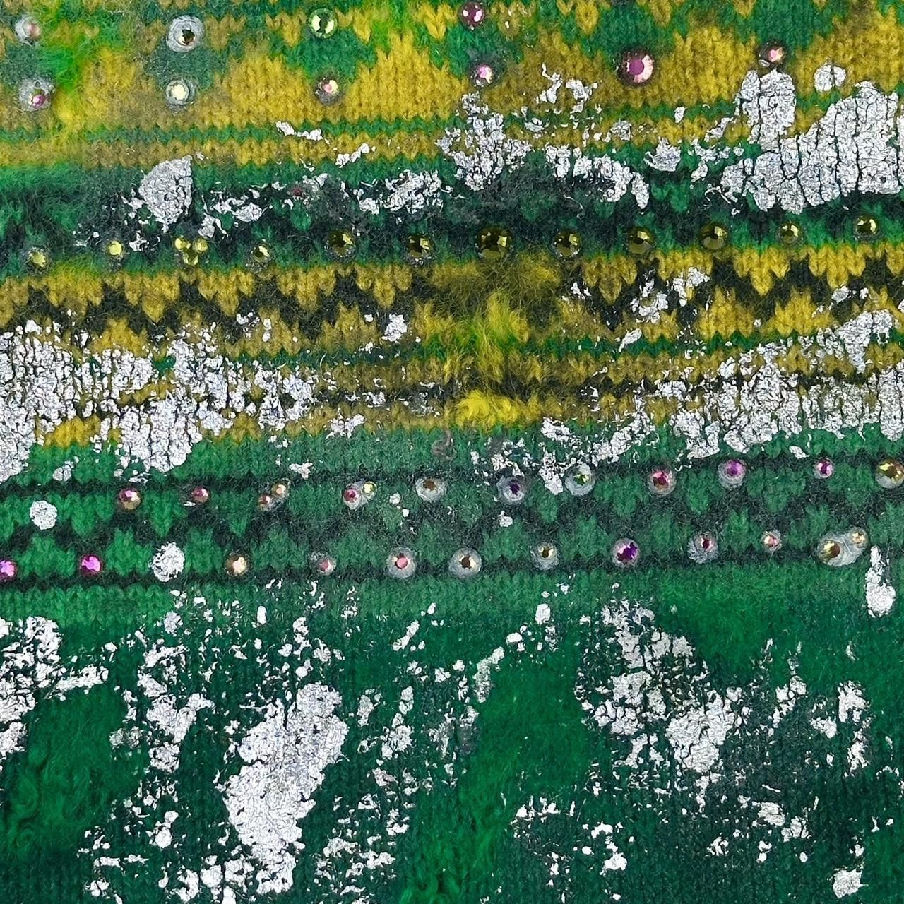 ASTROBOI* 'LIME DECAY' GREEN FAIR ISLE RIPPED KNIT BEANIE