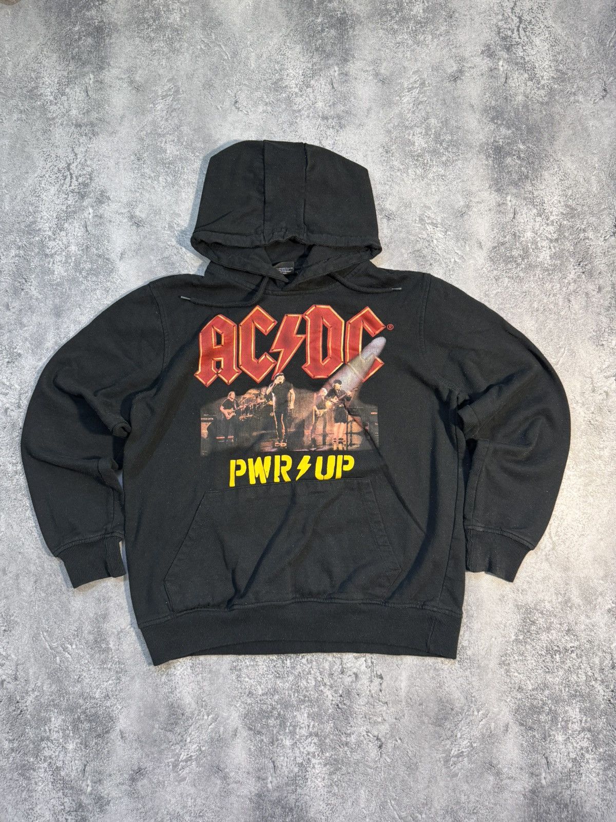 Band Tees × Vintage Y2K ACDC FADED BLACK BIG LOGO HOODIE SWEATSHIRT Size US L / EU 52-54 / 3 - 1 Thumbnail