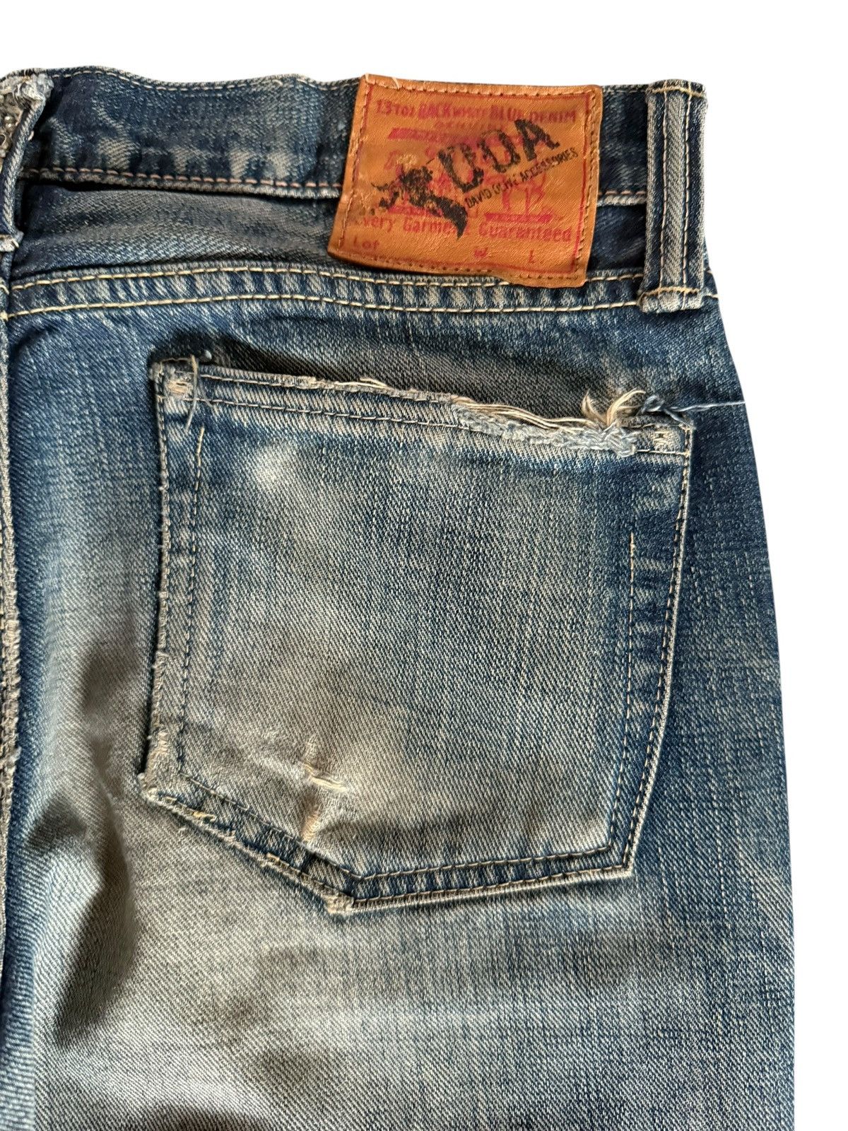 Japanese Brand Flared Jeans David Olive Accessories Faded Distressed Denim Size US 29 - 21 Thumbnail