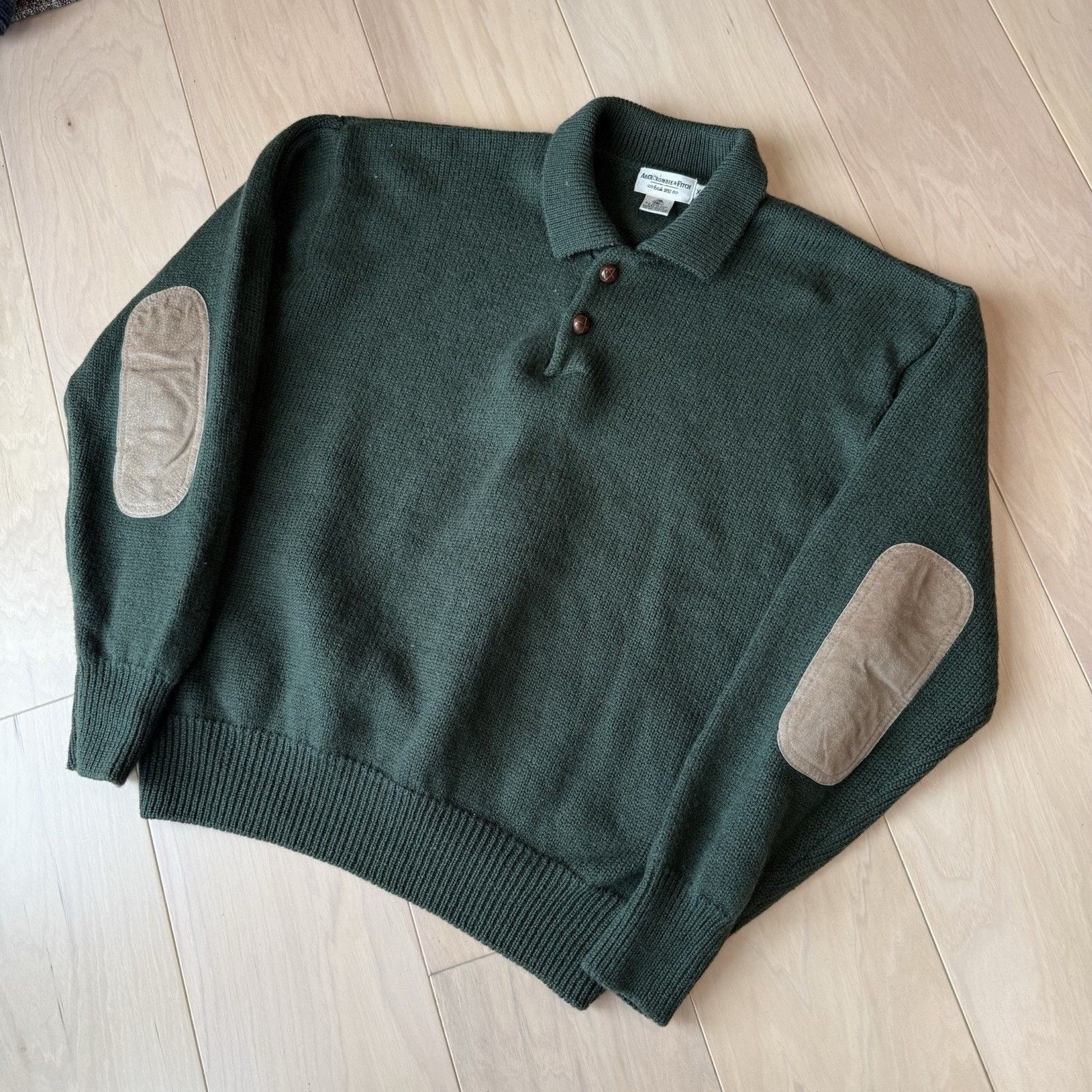 Abercrombie & Fitch Vintage Abercrombie & Fitch Wool Sweater XL Green Collared Size US XL / EU 56 / 4 - 8 Thumbnail