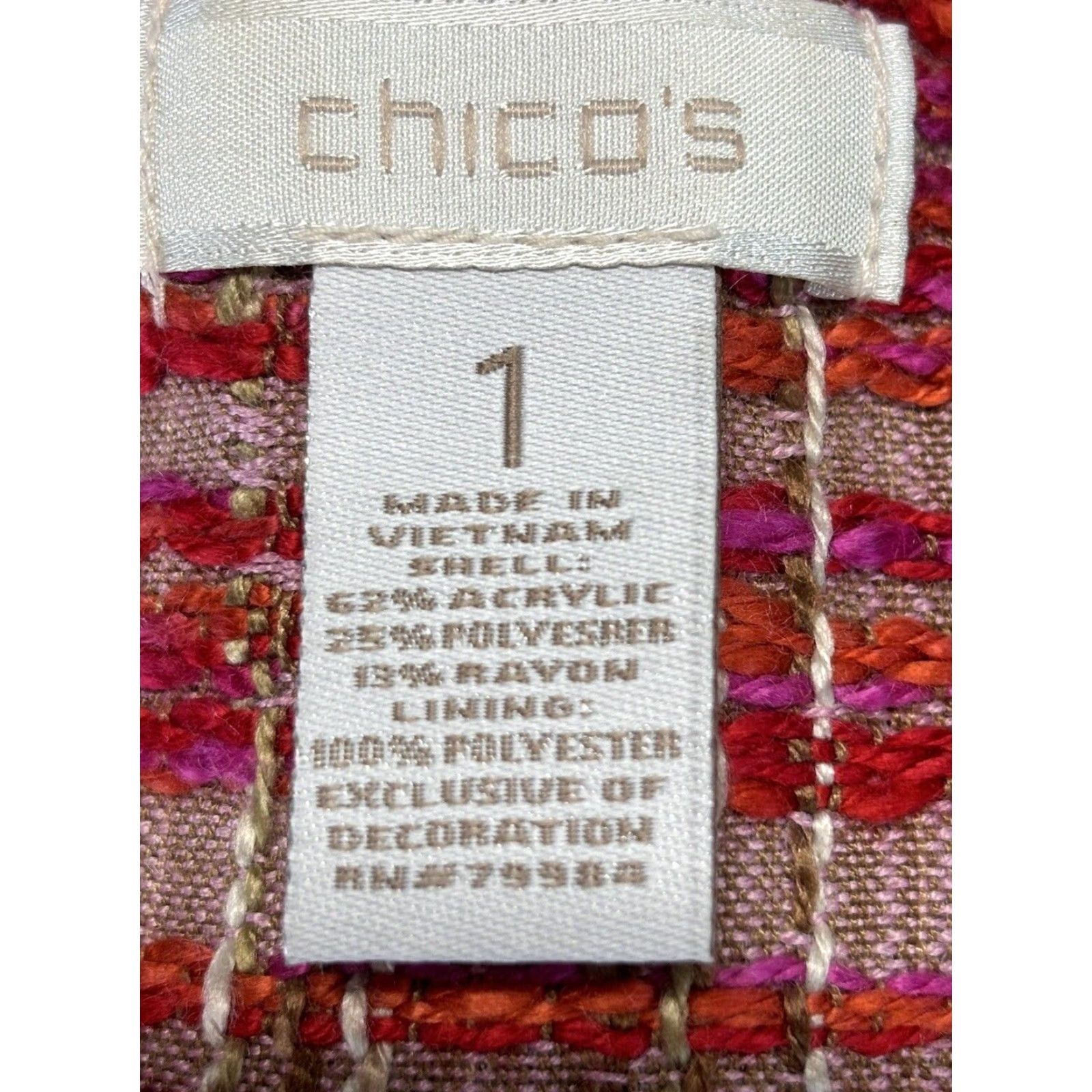 Vintage Chicos Tweed Blazer Jacket Size 1 US Medium Retro Ribbon Trim Single Close Size M / US 6-8 / IT 42-44 - 6 Thumbnail