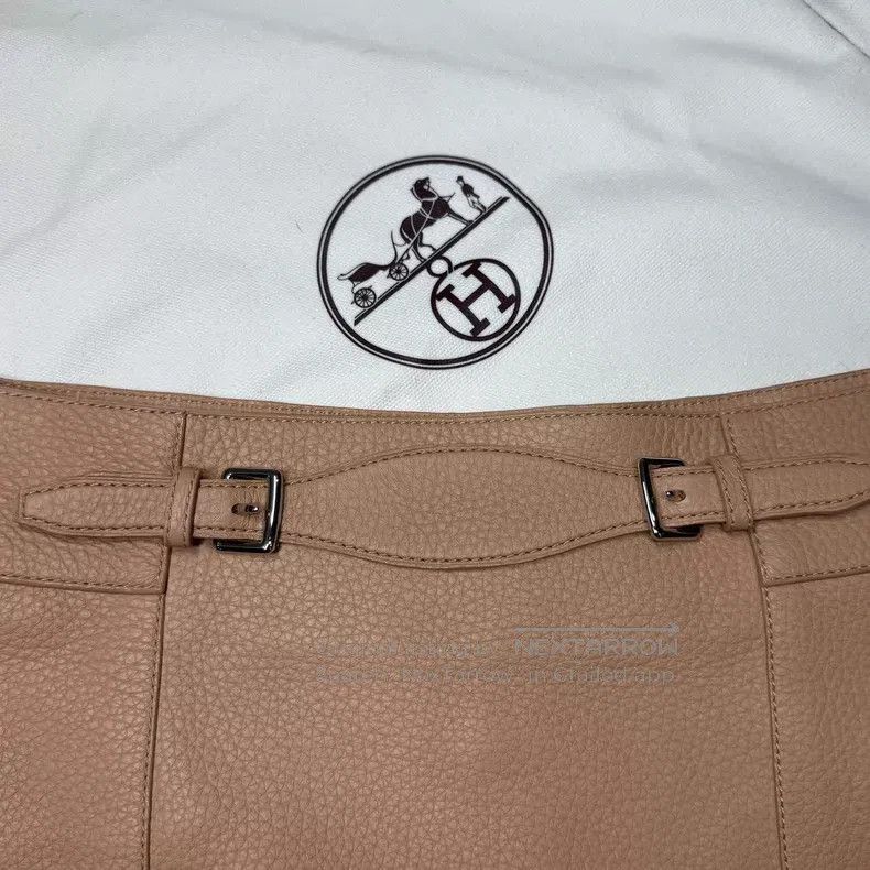 Hermes Hermes Classic Khaki Leather Skirt Size 24" / US 00 / IT 34 - 3 Thumbnail