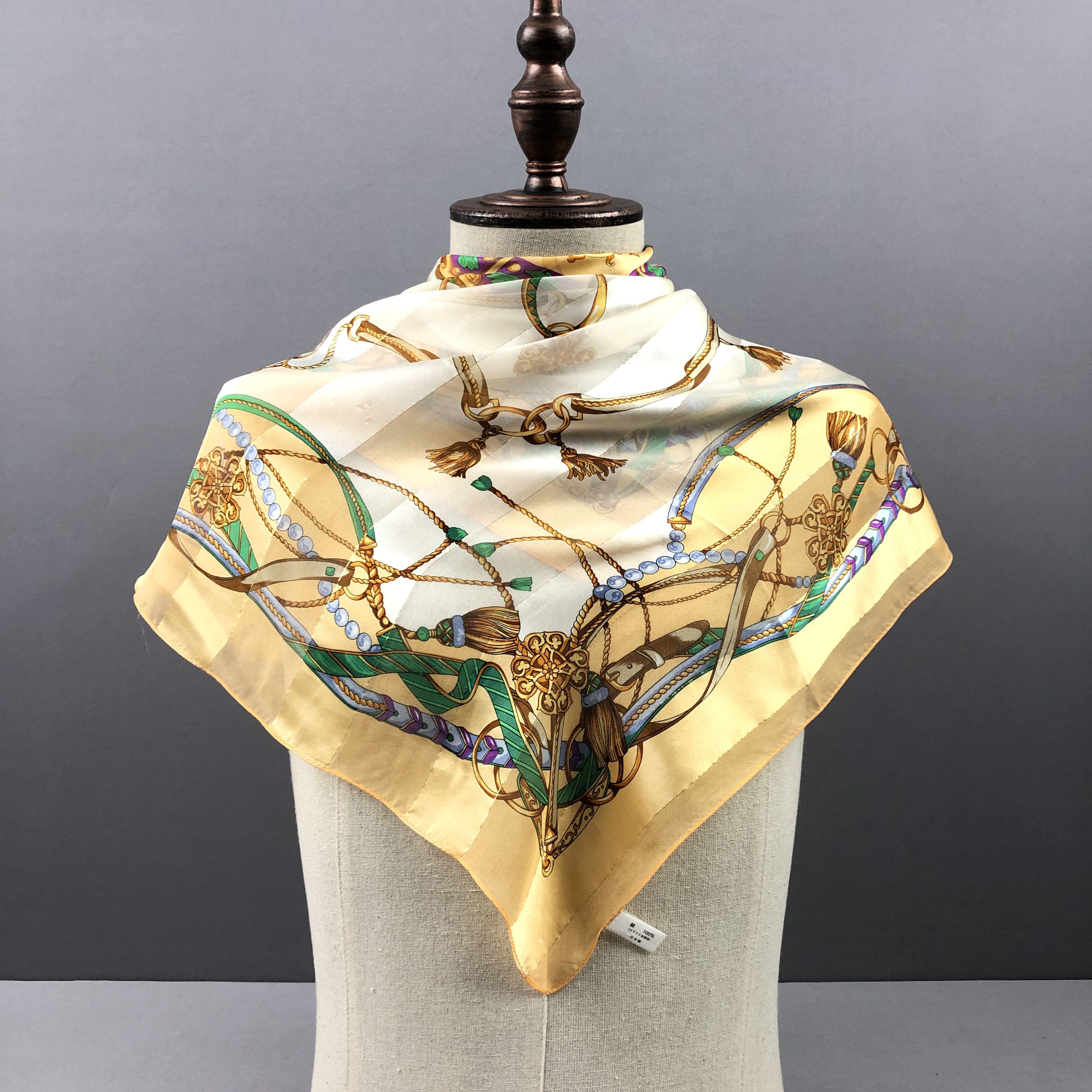 Japanese Brand Vintage SILK Scarf Twill Stole Wraps Scarves - GF60021 Size ONE SIZE - 2 Thumbnail