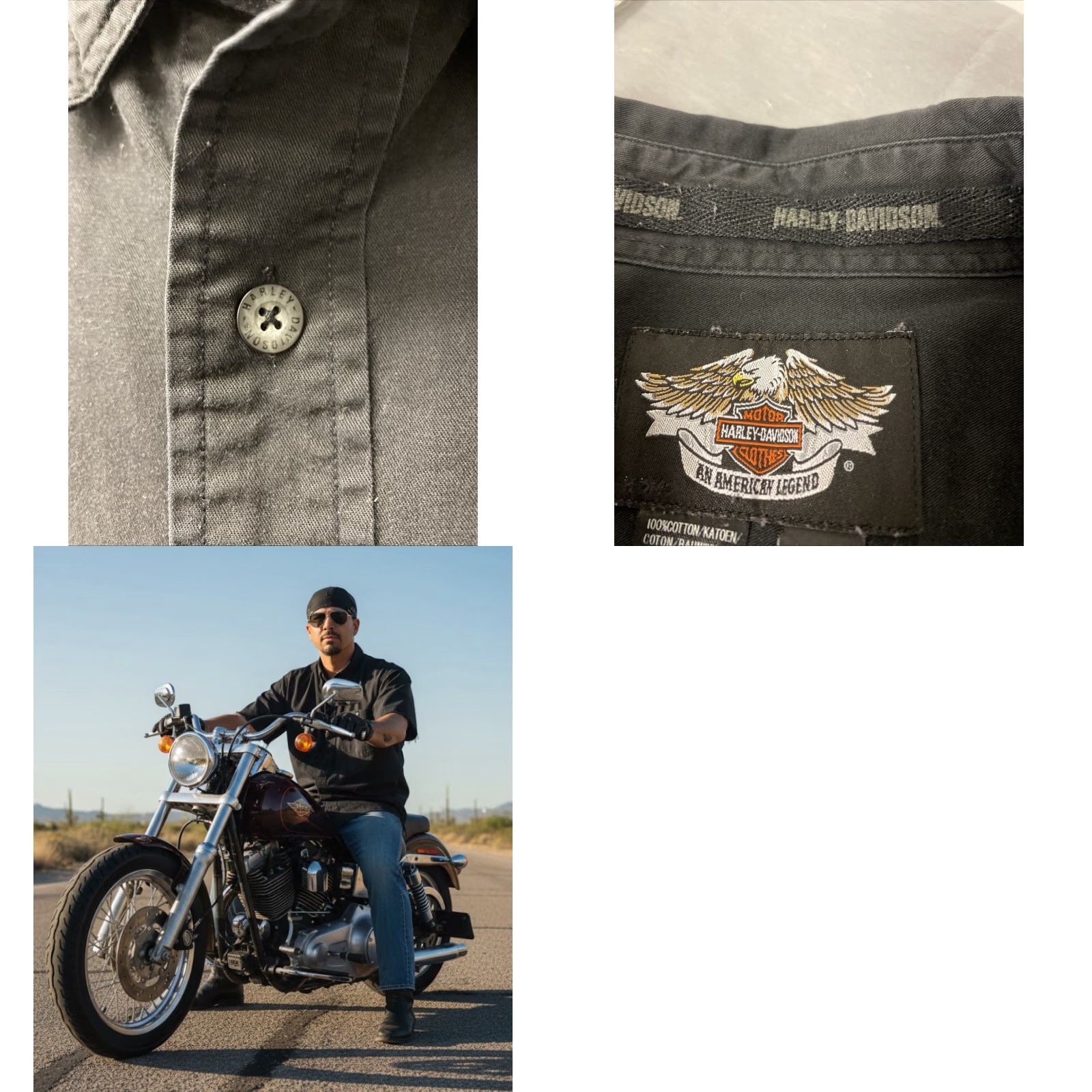 Varley VINTAGE Harley Motor Racing Davidson Button-Up Shirt XL Unisex Adults Faded Black Graphic Print Short Sleeve Classic Men Women Size US XL / EU 56 / 4 - 8 Thumbnail