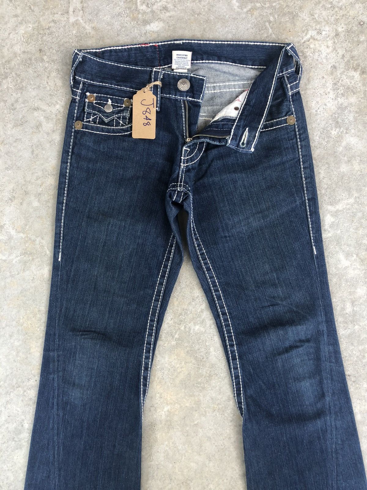 True Religion True Religion Flared Jeans Bootcut White Stitch Distressed Size US 32 / EU 48 - 4 Thumbnail