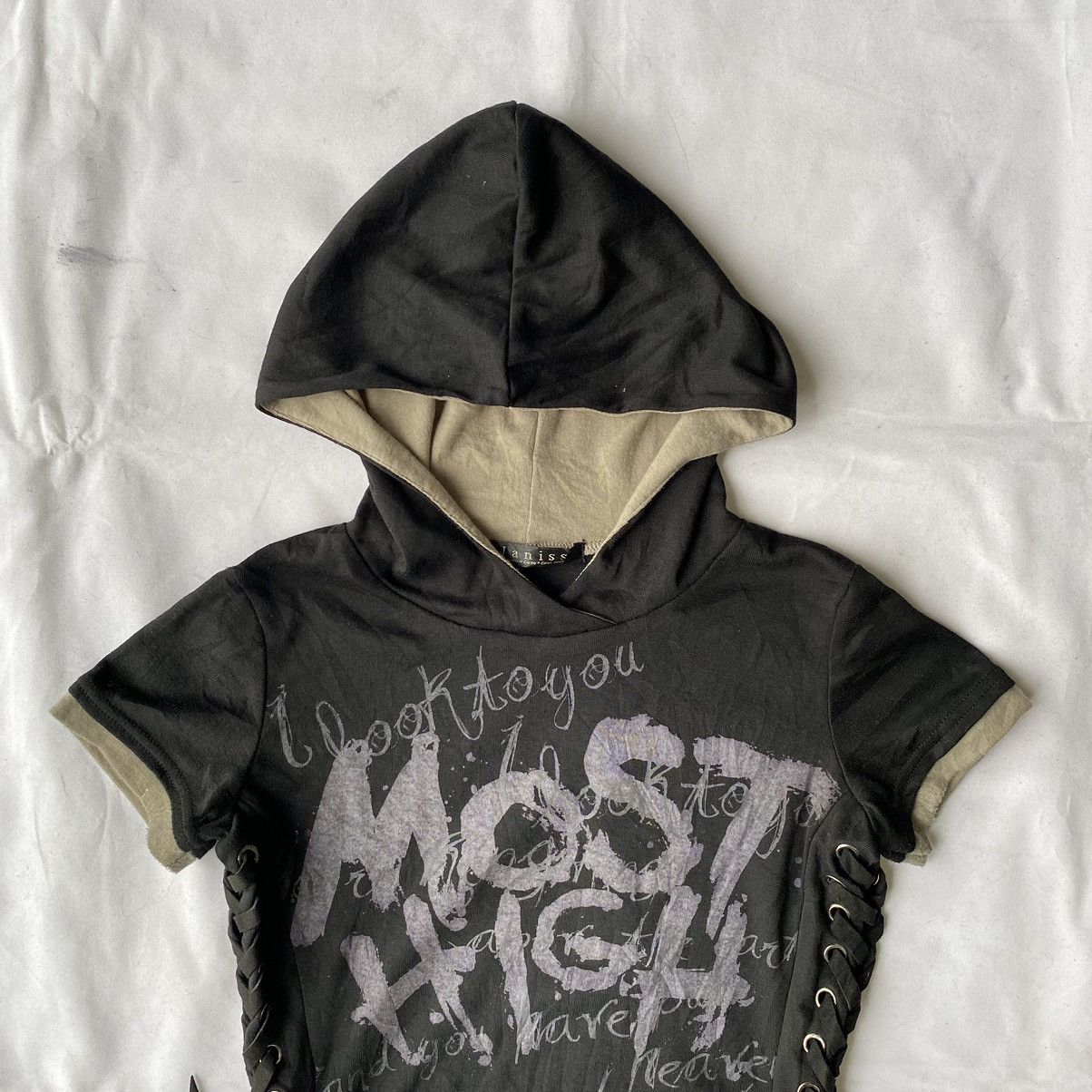 If Six Was Nine × Japanese Brand × Le Grande Bleu (L.G.B.) Japanese Hooded Mini Dress Lace Up Punk Gothic L.G.B Style Size M / US 6-8 / IT 42-44 - 4 Thumbnail