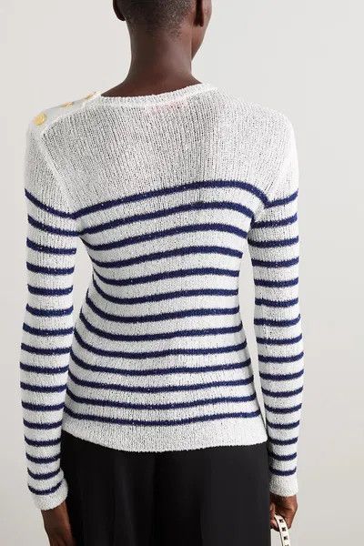 Valentino o1y0326 Crewneck Sweater in White/Blue Size L / US 10 / IT 46 - 3 Thumbnail