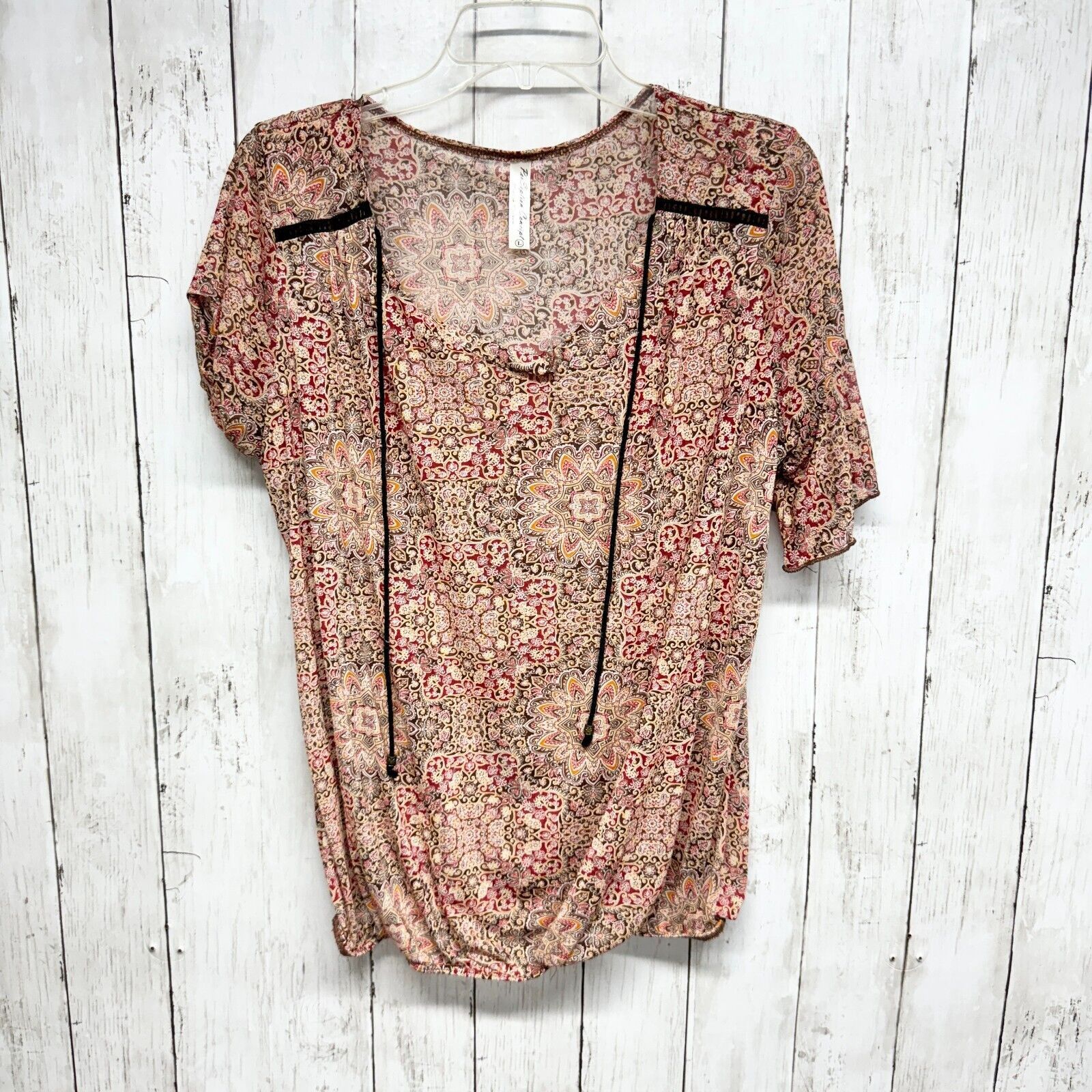 Other Perseption Concept Blouse LG Swoop Neck Short Sleeve Floral Size L / US 10 / IT 46 - 1 Thumbnail