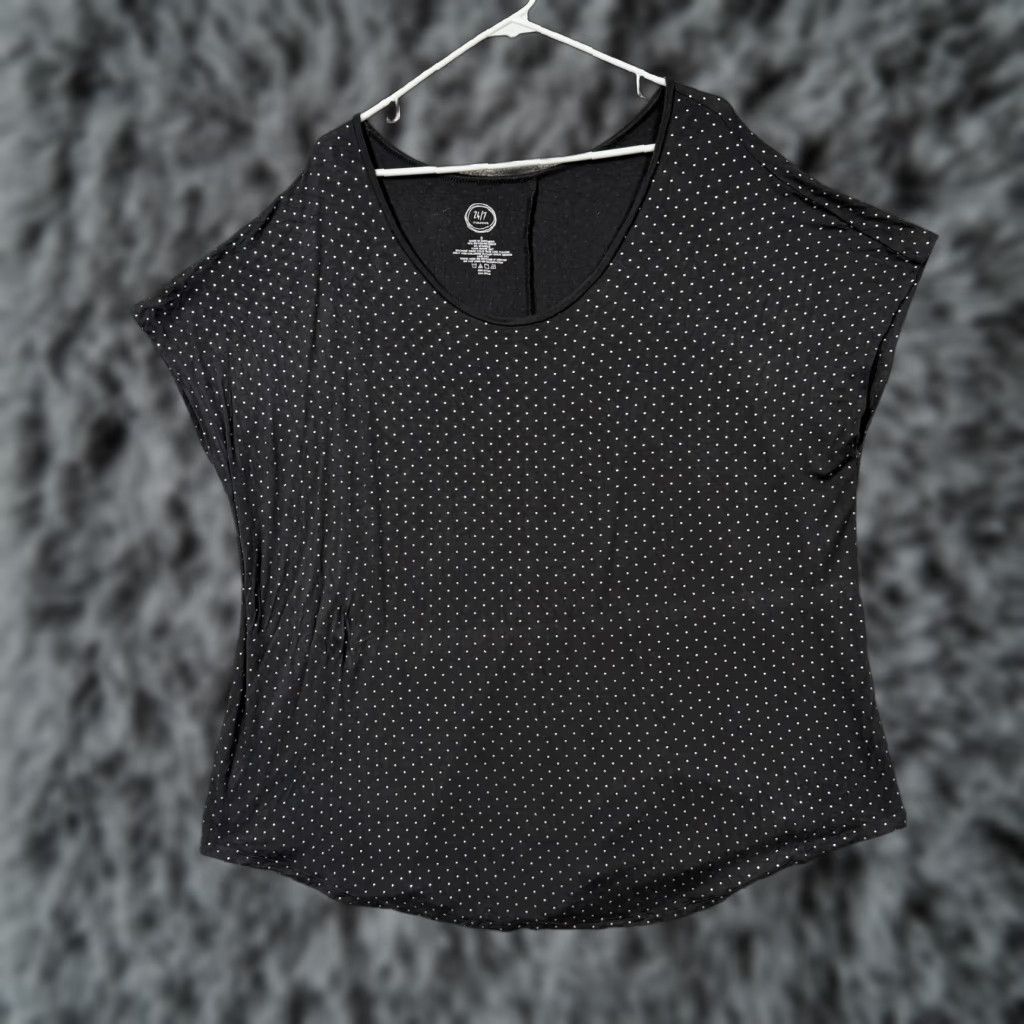 Vintage Maurices Tunic Top Shirt 3 Plus Black White Polka Dot Dolman Sleeve Boho 24/7 Jersey T-Shirt Womens Plus Size (Squo) Size XS / US 0-2 / IT 36-38 - 1 Thumbnail